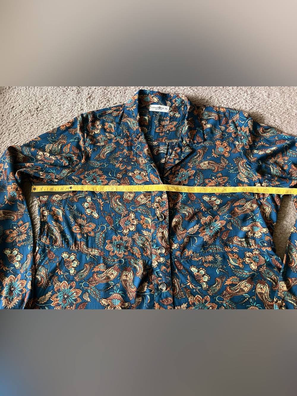 Natural Life Ansley Boho Tunic Shirt Dress Paisley Floral Button Sz XL - Picture 11 of 12